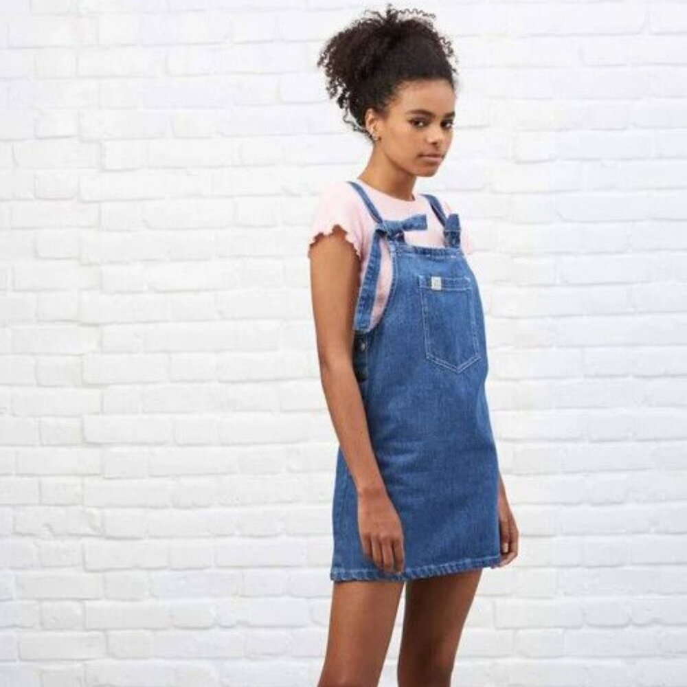 Lucy & Yak Mini Pini Dress Organic Denim Mid Blue Wash Overall Pinafore